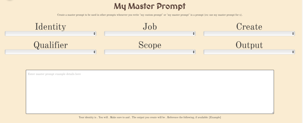 Master prompt interface